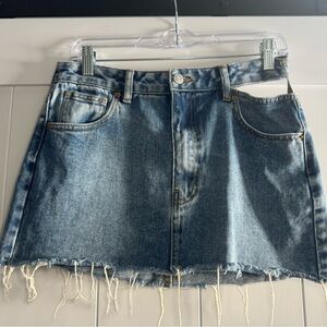 Cut Out Detail Denim Mini Skirt